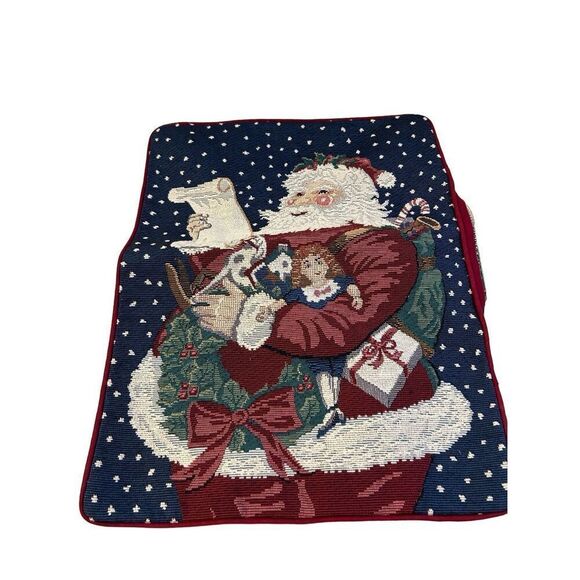 Christmas Tapestry Pillow Case Only 13x16.5" Blue Red - Picture 1 of 6